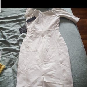 Lulus white midi dress , scoop neck , stretchy